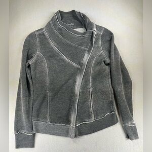 Calvin Klein faded gray asymmetric zip-front sweatshirt with a double collar Sm